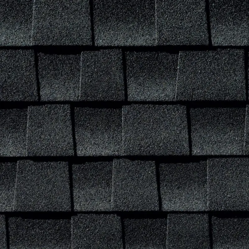 Close up photo of GAF's Timberline Ultra HD Charcoal shingle swatch