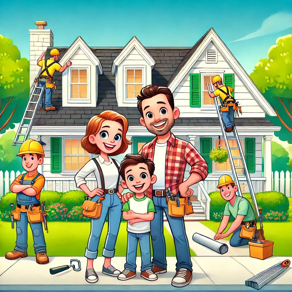 A happy family who knows their County Roofing Systems roof is protected by a lifetime warranty